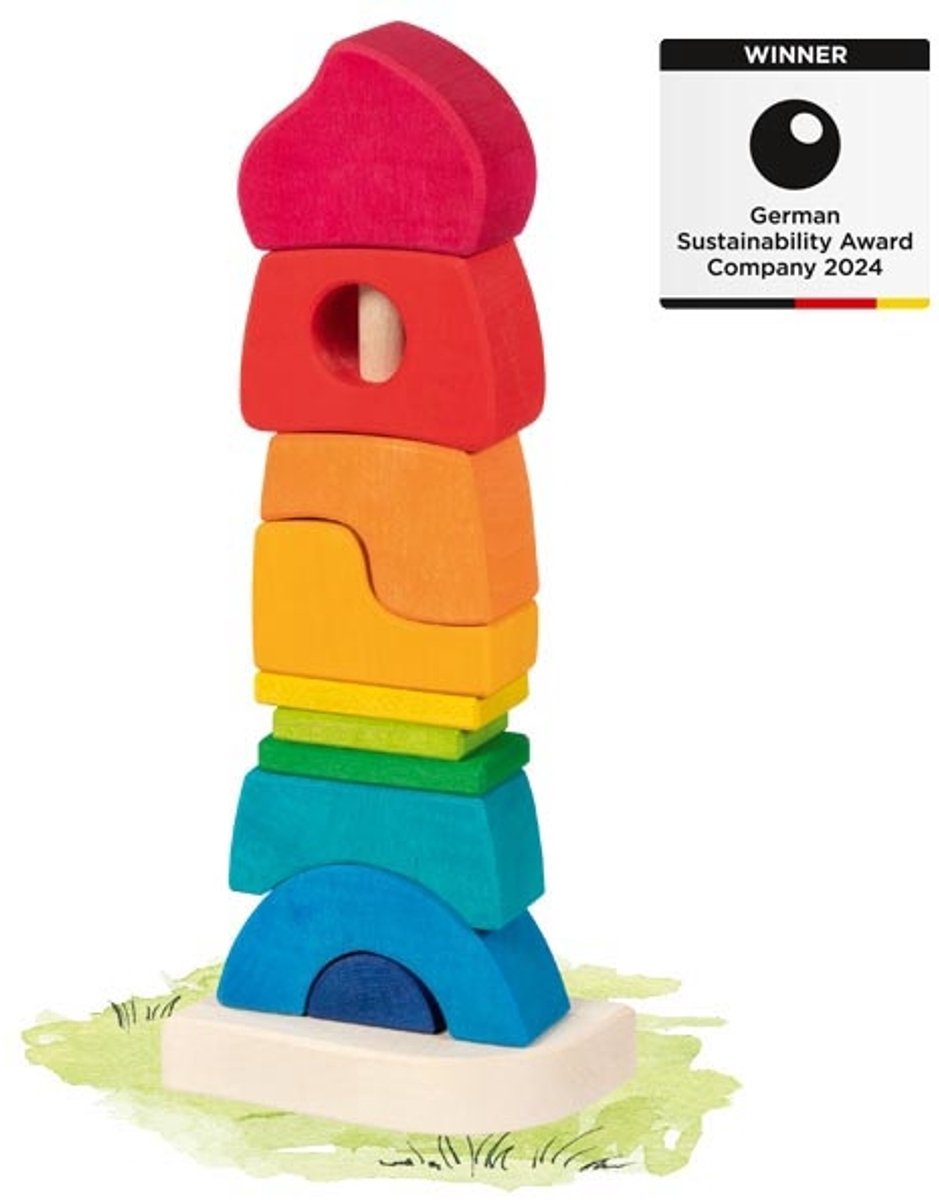 Goki Stapelturm - kleines Schloss - 10x6x26,5cm - 11 Teile - 2 Jahre