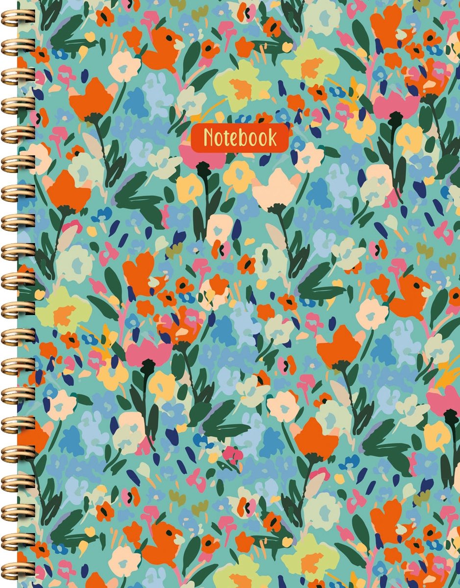 Spiralbuch mit bemalten Blumen, groß (Linien) Notizbuch mit bemalten Blumen, Carnet à Spirale (ligné)