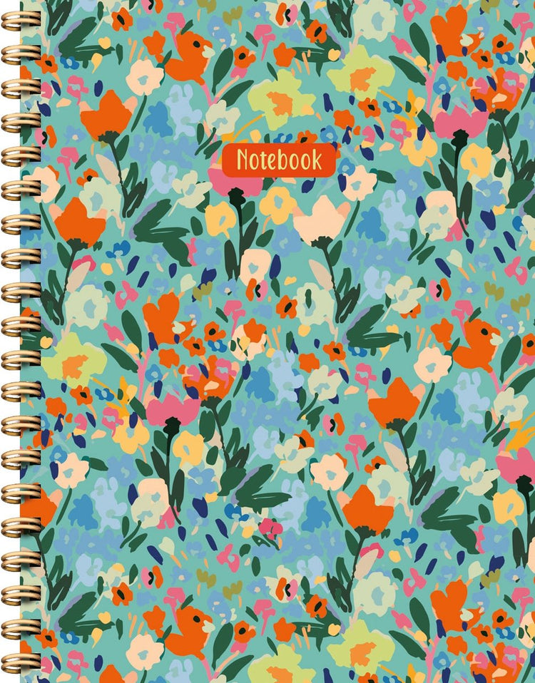 Spiralbuch mit bemalten Blumen, groß (Linien) Notizbuch mit bemalten Blumen, Carnet à Spirale (ligné)