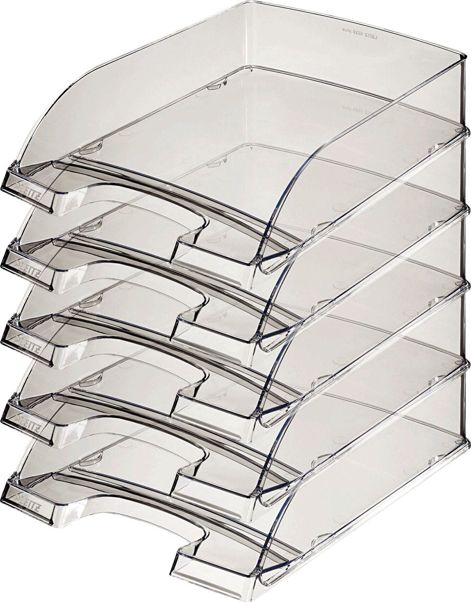 Leitz Briefablage Plus A4 transparentes Rauchglas | 5 Stück