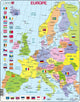 Larsen Carte politique de l'Europe – Puzzle – Europa – Länder und Vorhänge – Puzzle éducatif pour enfants – 48 Teile – hergestellt in Norwegen – Teile extra épaisses de 2,5 mm – Plateau mit fester Platte
