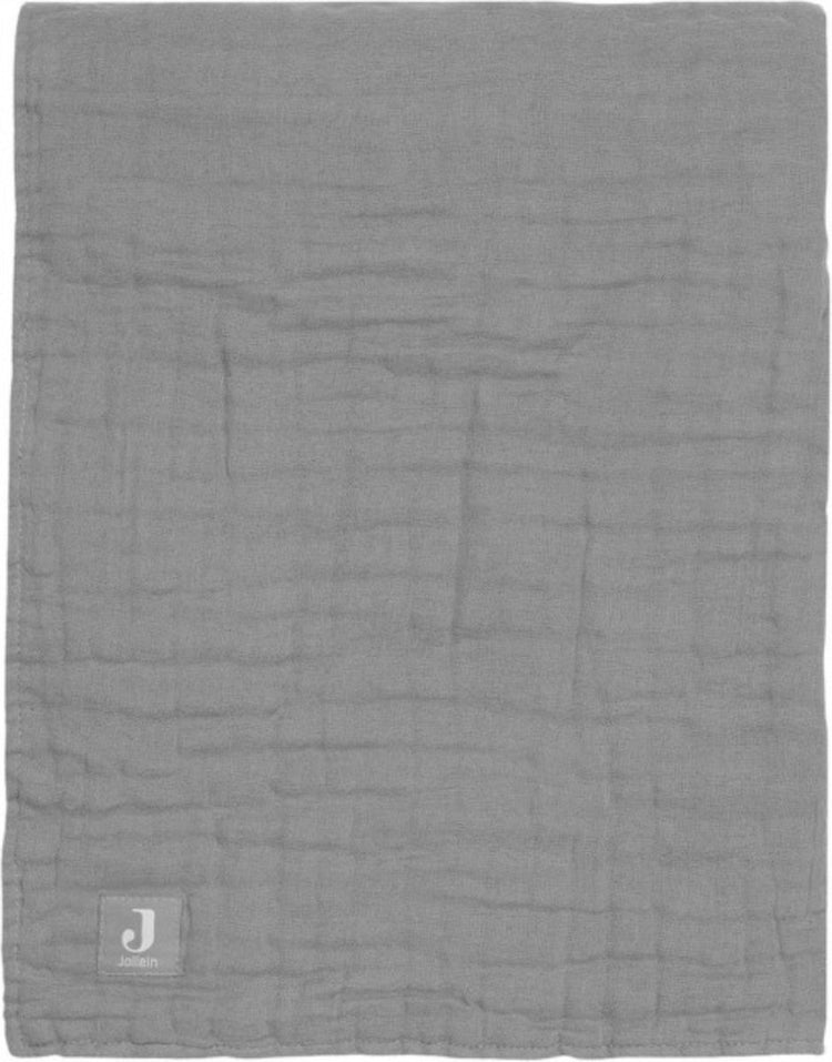 Jollein Babydecke, 75 x 100 cm, Musselinfransen – Sturmgrau