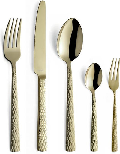 Amefa Felicity – 30-teiliges Besteckset – inklusive Kuchengabeln – für 6 Personen – Champagnergold