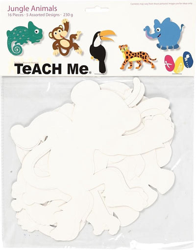 Creativ Company Dschungeltiere, H: 14-25 cm, B: 12-23 cm, 230 g, weiß, 16 Stück 1 Box