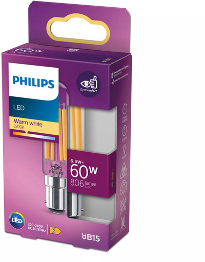 Philips LED Classic 60W T20L B15 WW CL ND-Beleuchtung