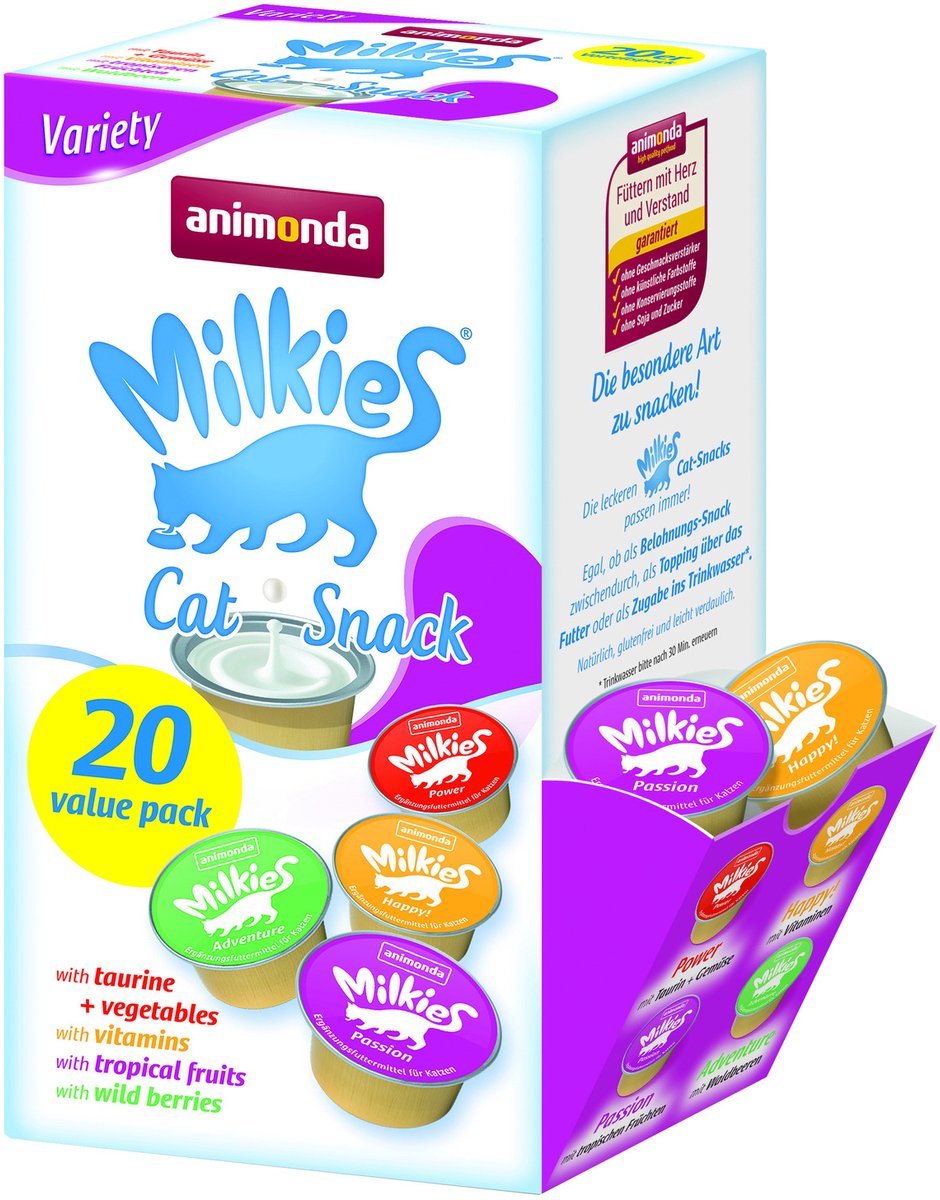 Animonda Milkies Sorten-Vorteilspack – Katzensnack – sortiert 20x15 g 20 Stück