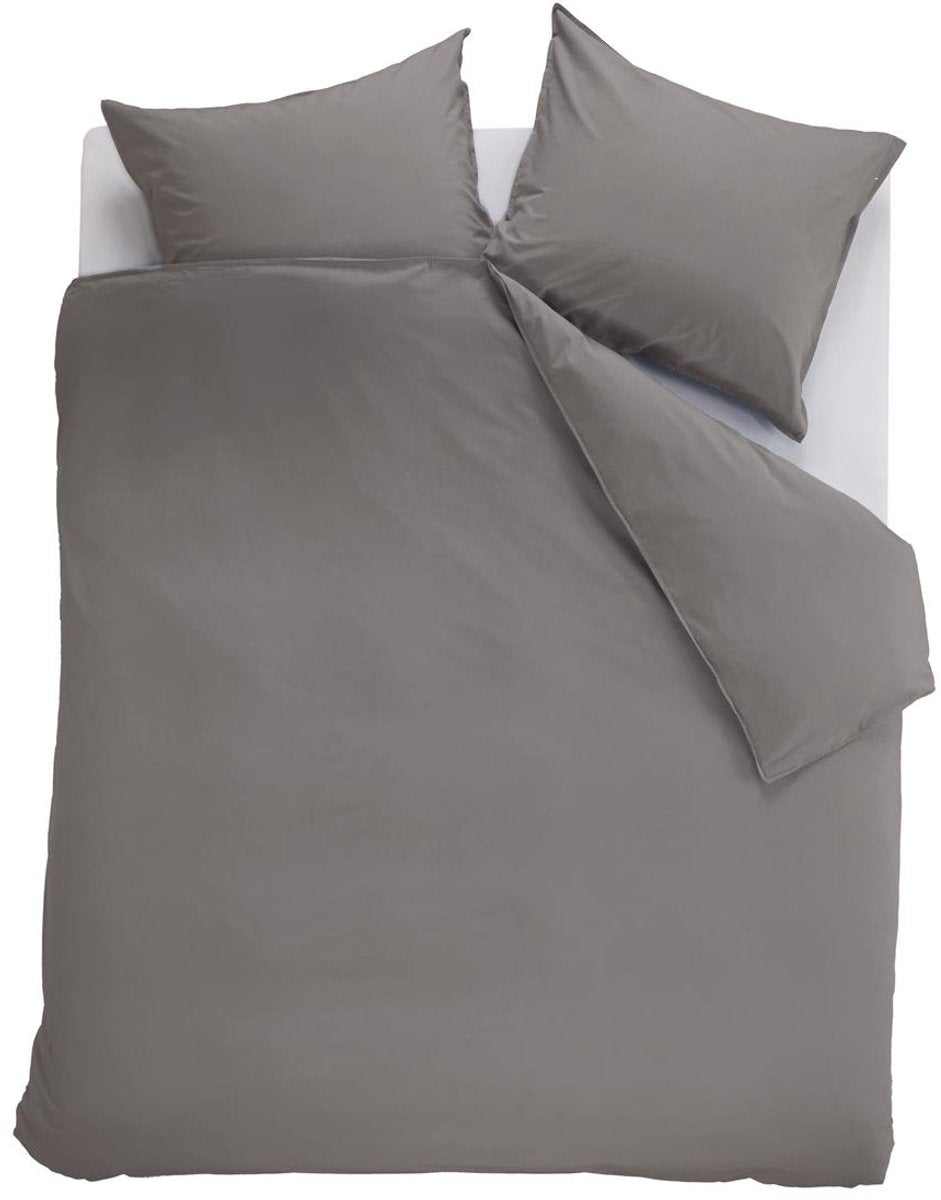 Ambiante-Baumwoll-Uni-Bettbezug – einfarbig – Twin XL – 260 x 200 220 cm – grau
