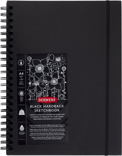 Derwent A4-Skizzenbuch zum Zeichnen und Schreiben – 40 Blatt – säurefreies Papier – professionelle Qualität – Schwarz