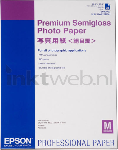 Epson Packungen Fotopapier Premium-Seidenglanz-Fotopapier, DIN A2, 250 g m², 25 Blatt