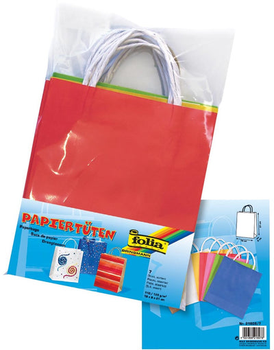 Folia Geschenktüte Größe 18 x 8 x 21 cm, Packung à 7 Stück
