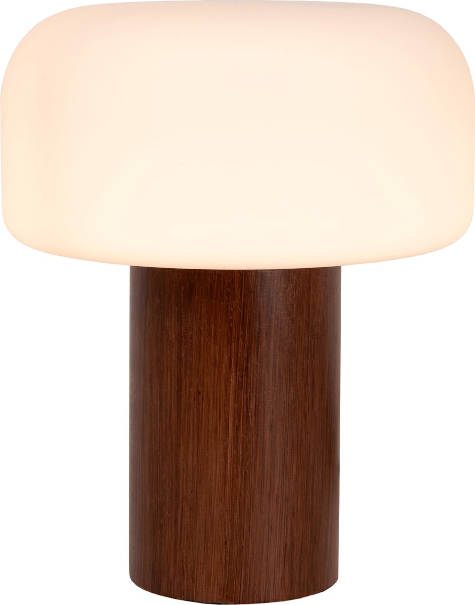 Lucide Kenan - Tischlampe - ø 22 cm - 1xE14 - dunkle Holzoptik - Japandi