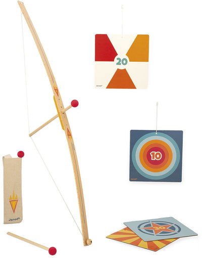 Janod – Bogenschießen-Set aus Holz, Pfeile, Köcher und Zielscheiben