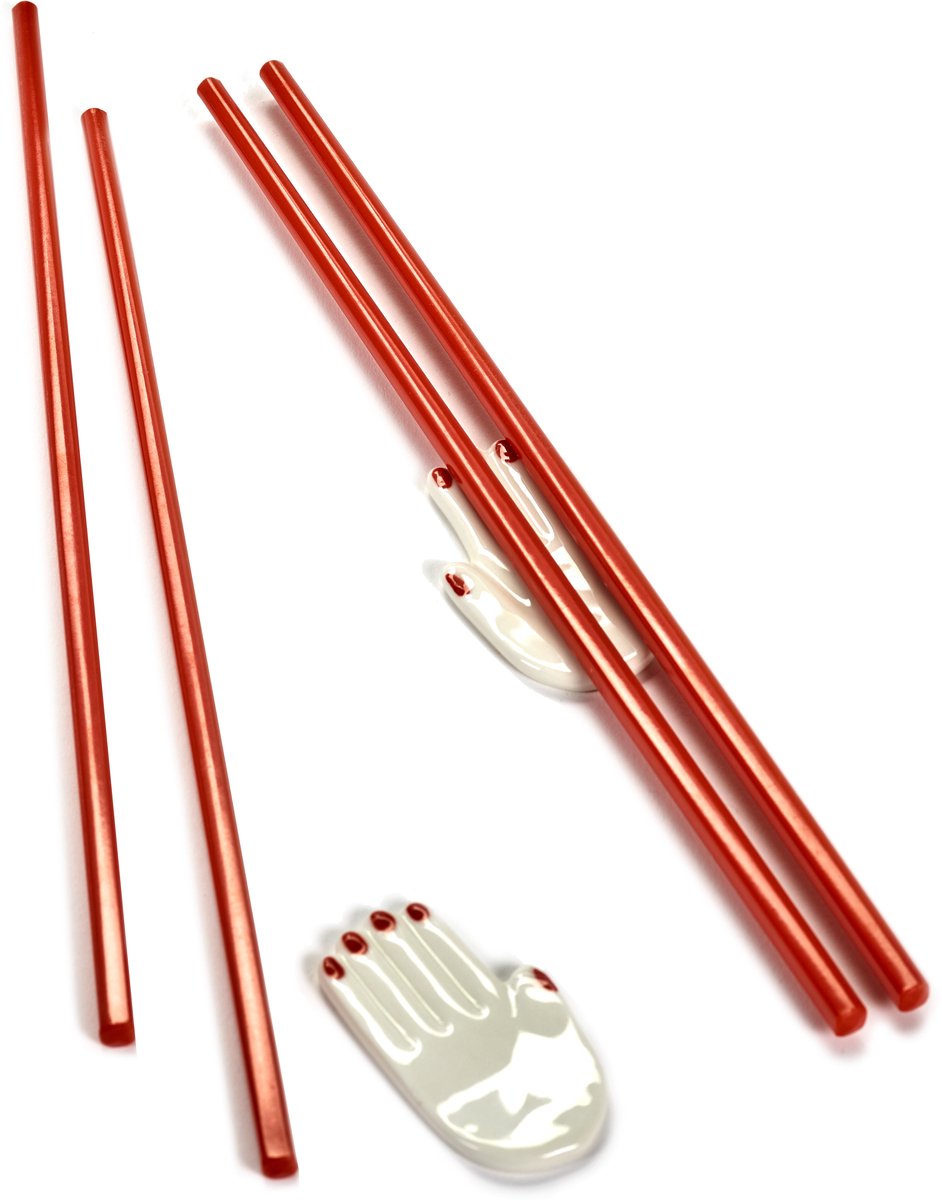 Serax - Paola Navone Table Nomade - Essstäbchen + Halter - Rot Weiß - 2 Stück