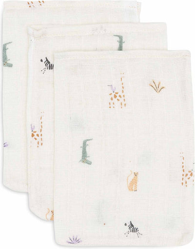 Jollein – Hydrophiler Waschlappen für Babys – Baumwolle – 3 Stück – Jungle Jambo – Baby-Waschlappen, hydrophile Waschlappen – 15 x 20 cm