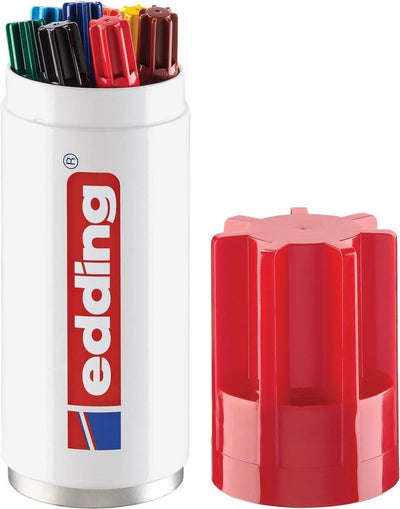 Edding 3000 Permanentmarker – 8 Farben – 8 Marker in einer Dose – Rundspitze 1,5–3 mm – wasser- und abriebfest – für Pappe, Kunststoff, Holz, Metall usw. – Alkoholmarker für Erwachsene
