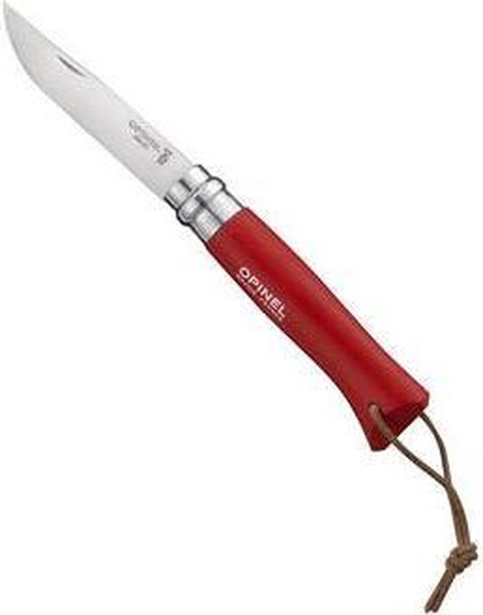 Opinel Taschenmesser - Lederband - Edelstahl Holz rot