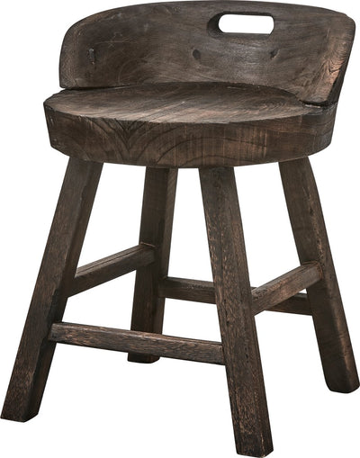 Woood rosalie stool chair - paulownia wood - dark brown - 57x43x43 cm