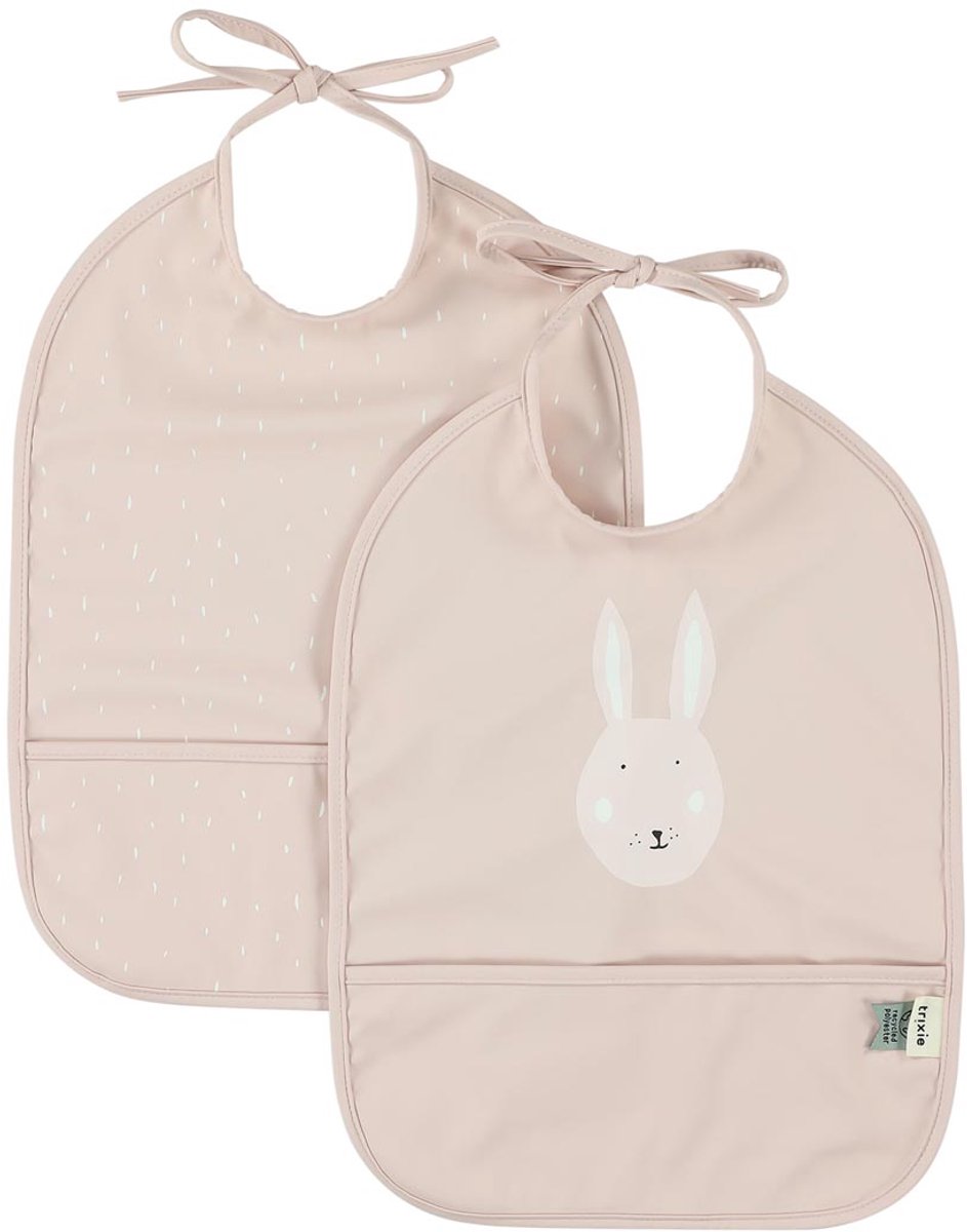 Trixie waschbares Lätzchen 2er-Pack mrs. Kaninchen - Lätzchen für Kinder - 100 % recyceltes Polyester - leicht zu reinigen - rosa