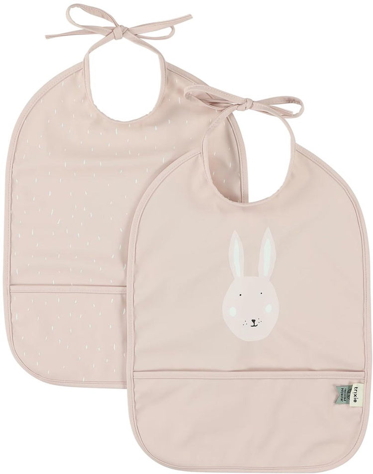 Trixie waschbares Lätzchen 2er-Pack mrs. Kaninchen - Lätzchen für Kinder - 100 % recyceltes Polyester - leicht zu reinigen - rosa