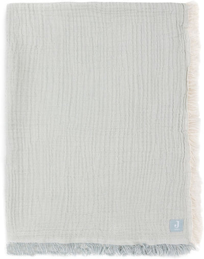 Jollein Decke für Kinderbett 120 x 120 cm – Fransenstreifen, meergrünes Elfenbein – Gots