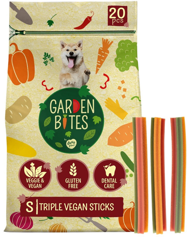 Garden Bites duvoplus – dreifache vegane Sticks Hundesnacks – Hundeleckerlis – vegetarisch glutenfrei – klein 20 Stk