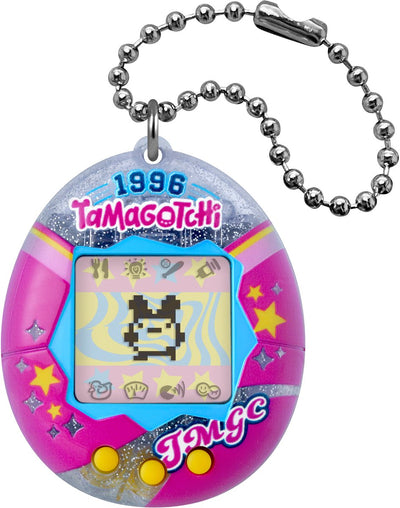 Bandai – Tamagotchi Original – College Sweat – interaktiver Tier-LCD-Bildschirm auf Französisch, Minispiele – Geschenkidee, virtuelles Tierspiel – Tamagotchi Pink und Silber – Kinderspielzeug ab 8 Jahren – 46175