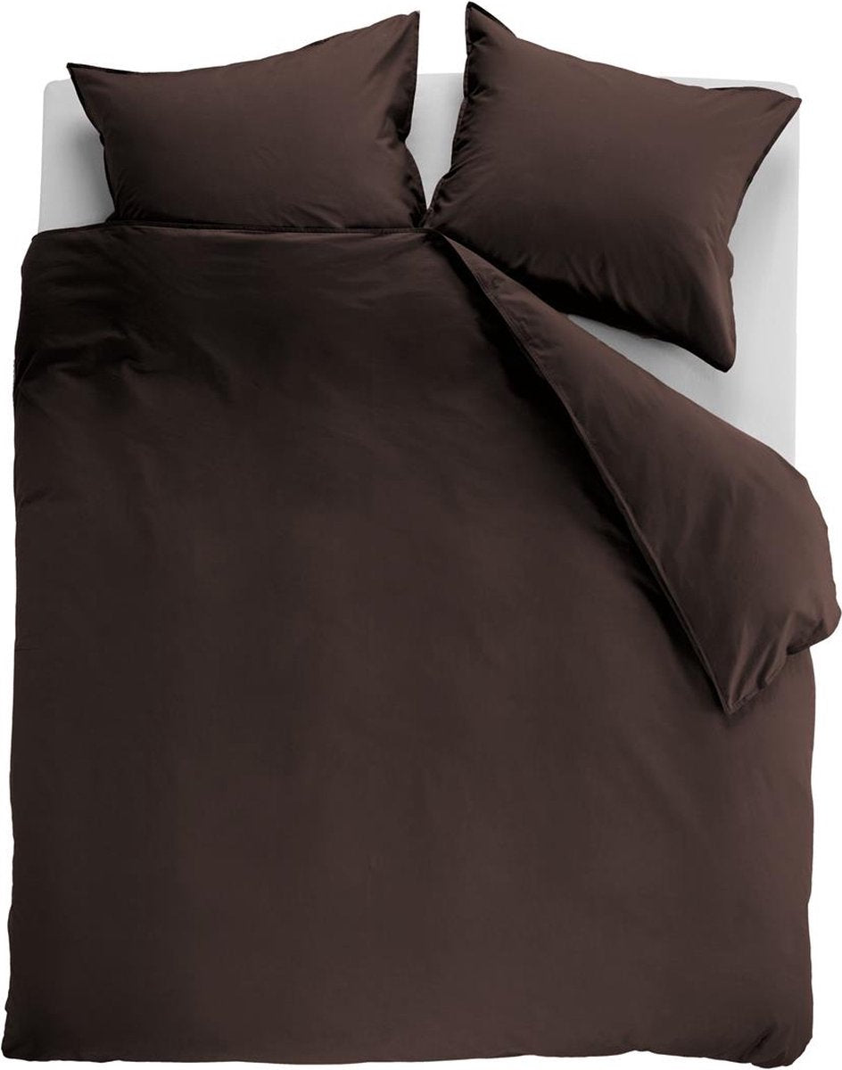 Ambiante Baumwoll-Uni-Bettbezug – einfarbig – Einzelbetten – 240 x 200 x 220 cm – braun