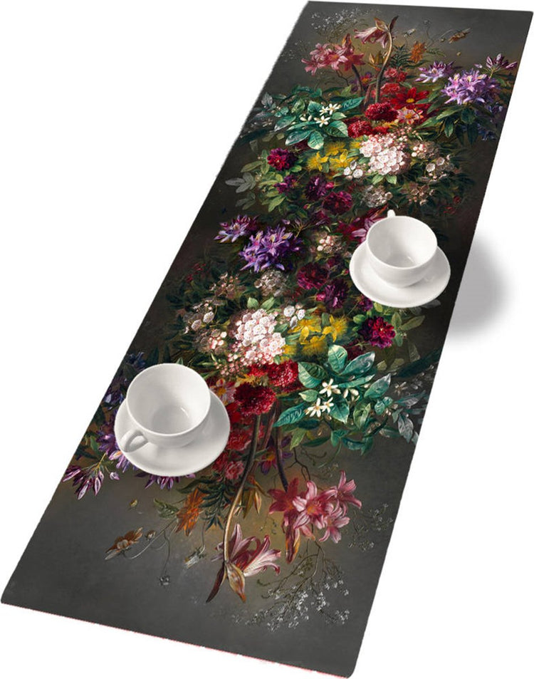 Bertoni - Tischläufer-Tischdecke - Filz - 115x40cm - Blumendruckmuster