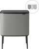 Brabantia Bo Touch Bin Abfallbehälter – 3 x 11 Liter – Mülltrennung – Mineralbeton grau