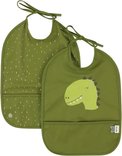 Trixie waschbares Lätzchen 2er-Pack mr. Dino – Lätzchen für Kinder – 100 % recyceltes Polyester – leicht zu reinigen – grün