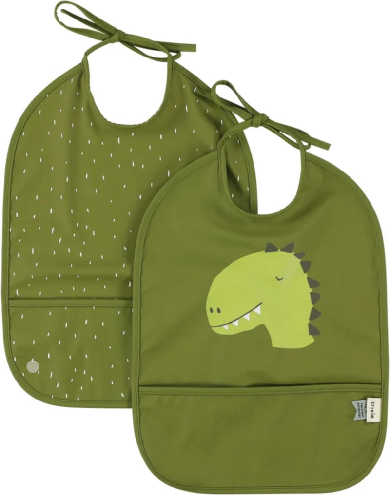 Trixie waschbares Lätzchen 2er-Pack mr. Dino – Lätzchen für Kinder – 100 % recyceltes Polyester – leicht zu reinigen – grün