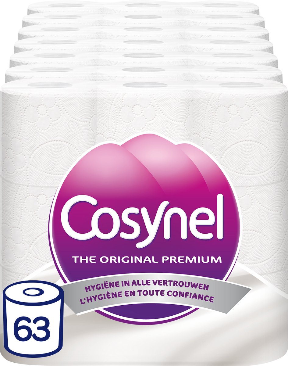 Cosynel Toilettenpapier – 63 Rollen – weiß 3-lagig – Vorteilspack