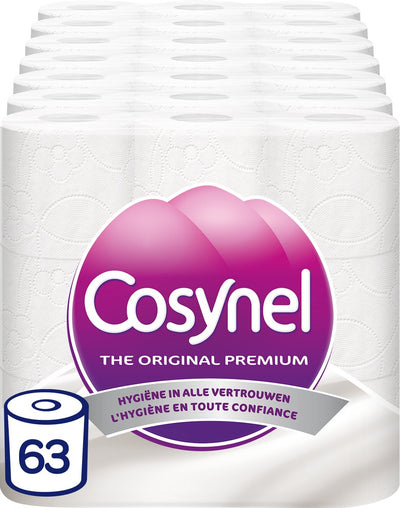 Cosynel Toilettenpapier – 63 Rollen – weiß 3-lagig – Vorteilspack