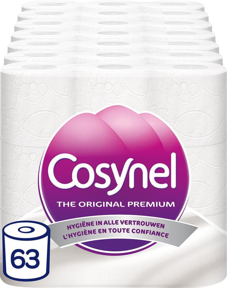 Cosynel Toilettenpapier – 63 Rollen – weiß 3-lagig – Vorteilspack