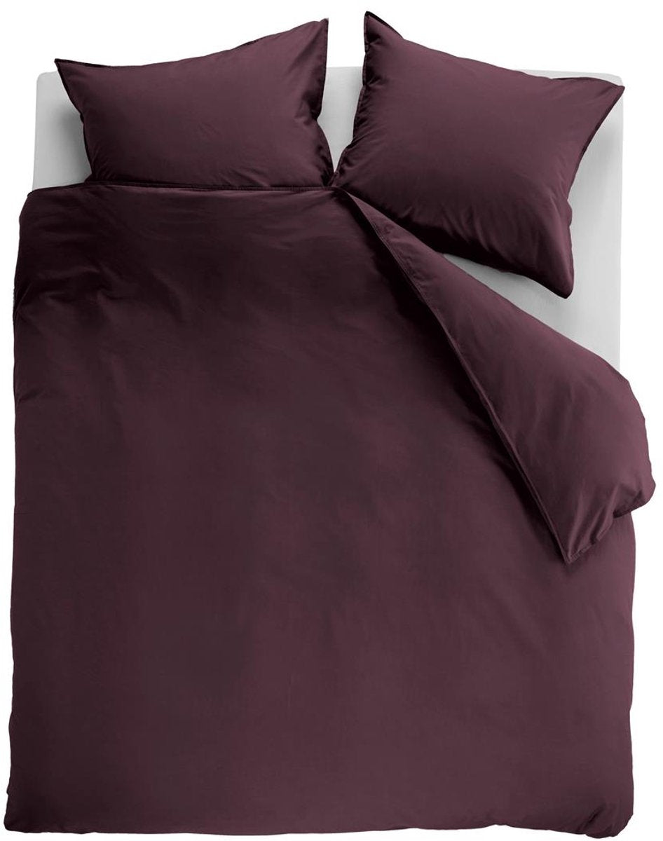 Ambiante-Uni-Bettbezug aus Baumwolle – einfarbig – Doppelbett – 200 x 200 220 – dunkelrot