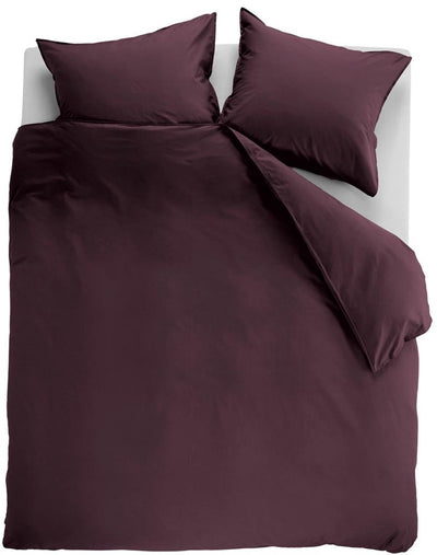 Ambiante-Uni-Bettbezug aus Baumwolle – einfarbig – Doppelbett – 200 x 200 220 – dunkelrot
