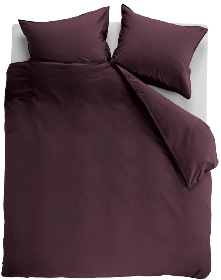Ambiante-Uni-Bettbezug aus Baumwolle – einfarbig – Doppelbett – 200 x 200 220 – dunkelrot