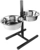Duvo Plus Dinner Time Futternapf Twin Feeder H-Ständer für Hunde XXL-4730ml-61x29x52,5cm Schwarz Silber