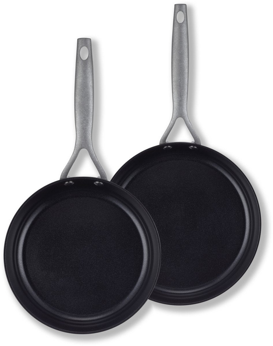 Brabantia Dusk 2-teiliges Bratpfannen-Set ø 20 24 cm – 100 % PFAS-frei – Keramik-Antihaftbeschichtung – Induktions-Bratpfannen-Set – spülmaschinen- und ofenfest – Grau