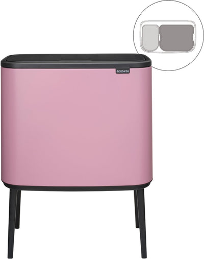 Brabantia Bo Touch Bin Abfallbehälter – 11 + 23 Liter – Mülltrennung – Fliederrosa