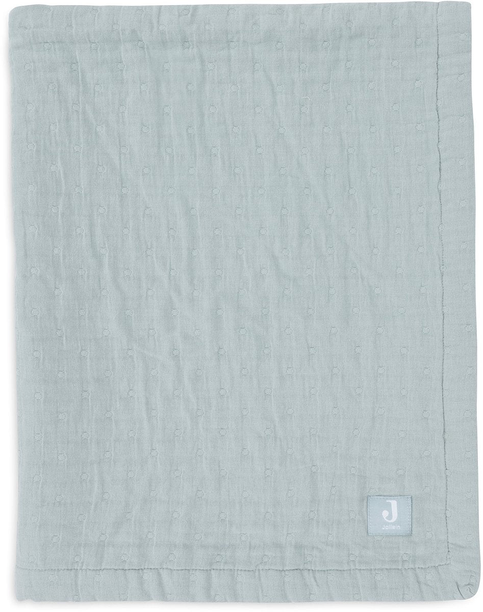 Jollein Babydecke, Kinderbett-Jersey, 75 x 100 cm – Jacquard-Meergrün – Gots
