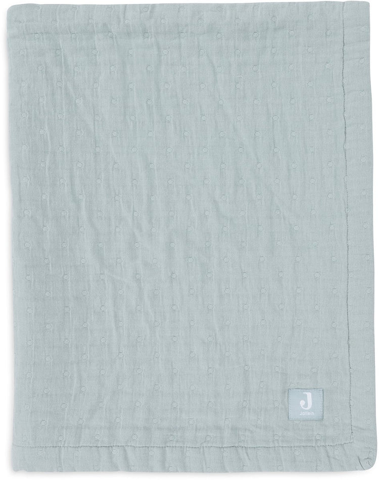 Jollein Babydecke, Kinderbett-Jersey, 75 x 100 cm – Jacquard-Meergrün – Gots