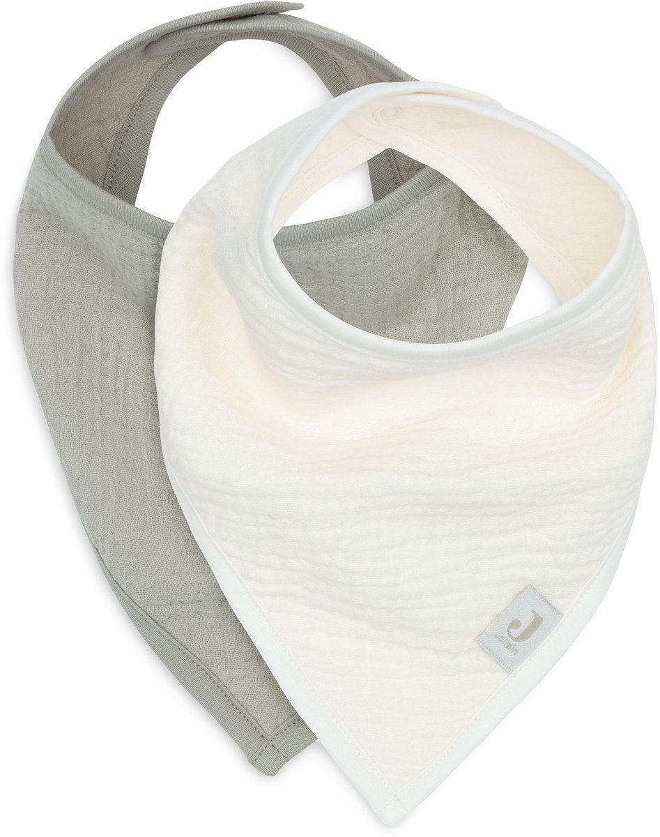 Jollein Baby-Lätzchen-Bandana – hydrophil – Baby-Lätzchen – 2 Stück – olivgrüner Haferflocken