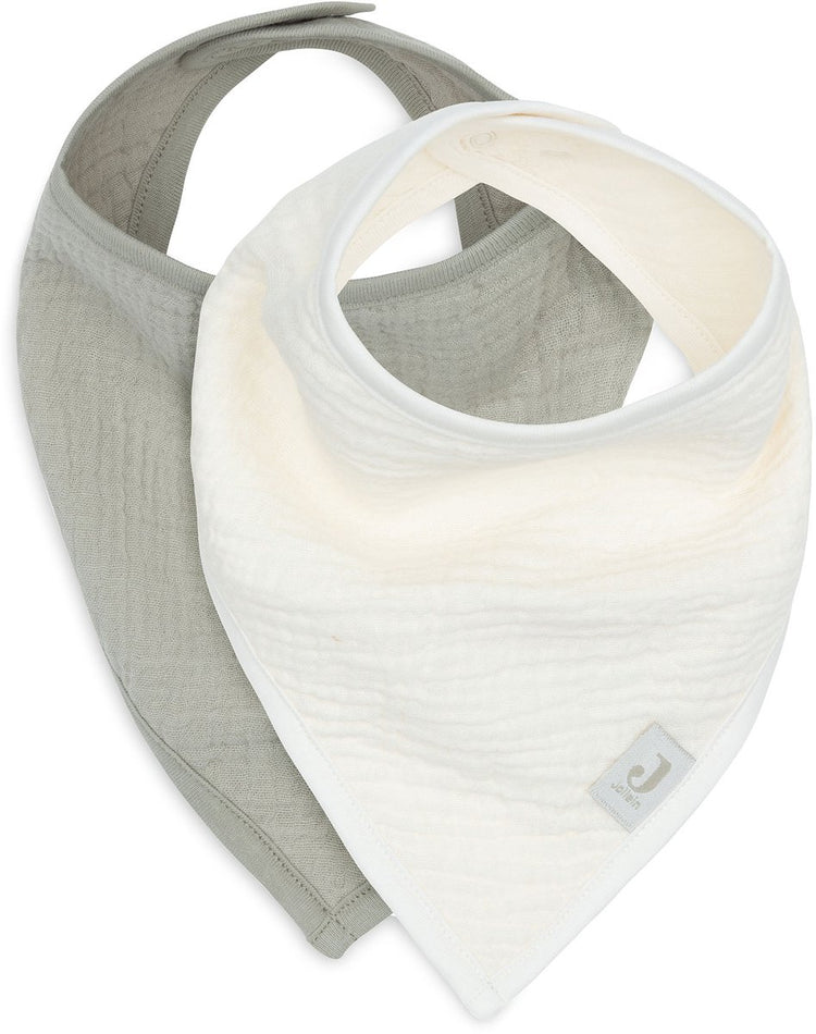 Jollein Baby-Lätzchen-Bandana – hydrophil – Baby-Lätzchen – 2 Stück – olivgrüner Haferflocken