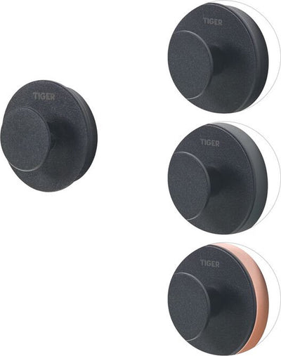Tiger urban - Handtuchhaken klein (1x) - ohne Bohren - selbstklebendes 3m Klebeband - 2 Dekorringe - schwarz