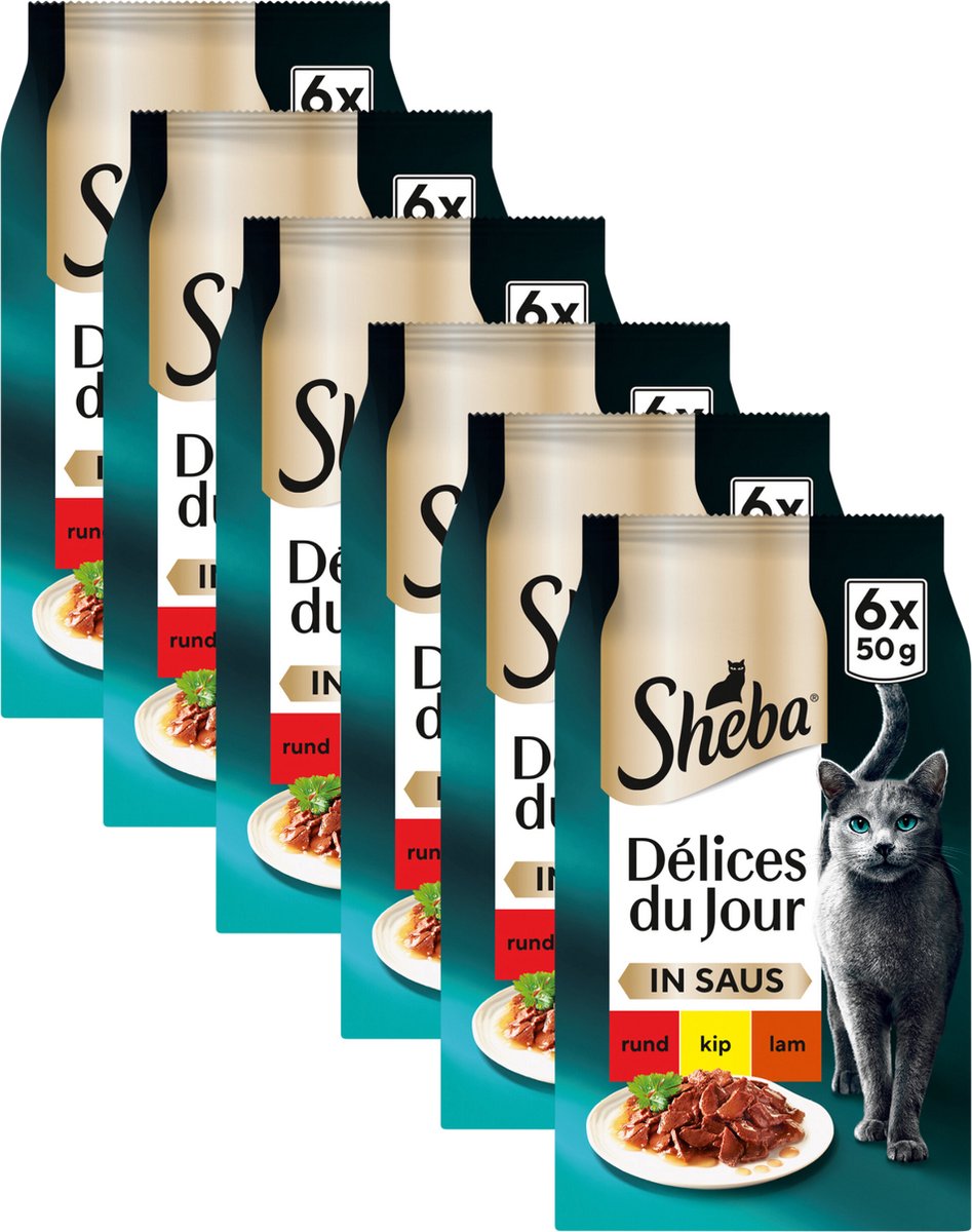 Sheba Katzenfutter – Delices du Jour – Caterer-Fleischauswahl in Soße, Nassfutter – 36 x 50 g