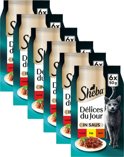 Sheba Katzenfutter – Delices du Jour – Caterer-Fleischauswahl in Soße, Nassfutter – 36 x 50 g