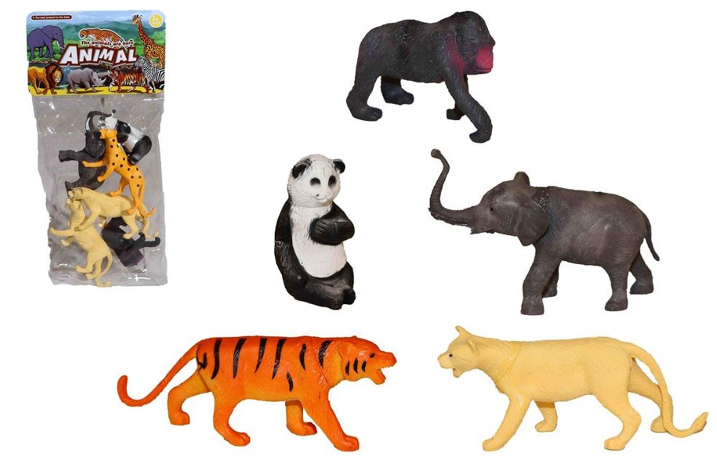 Wildtiere im Beutel 6-teilig 28x13x5cm