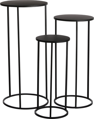 Mica Dekorationen Quinty Beistelltisch – 3er-Set – H70 x ø32 cm – Metall – Schwarz