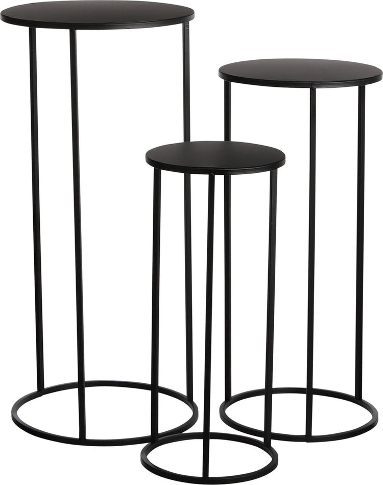 Mica Dekorationen Quinty Beistelltisch – 3er-Set – H70 x ø32 cm – Metall – Schwarz
